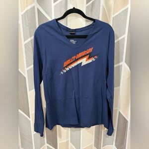 Glittery Harley-Davidson Blue Long Sleeve Tee